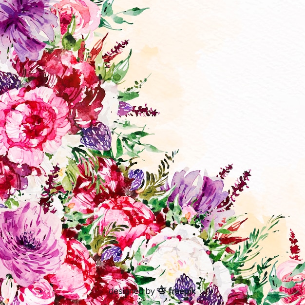 Watercolor beautiful flowers colorful background