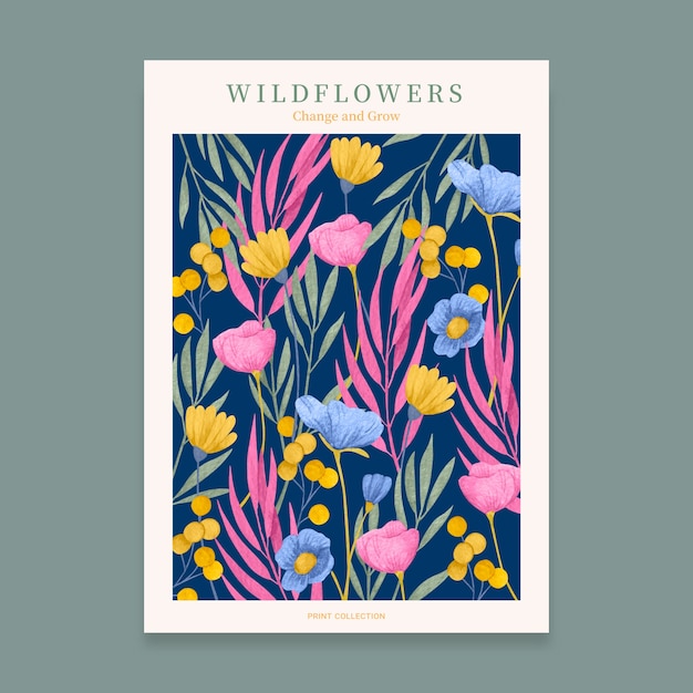 Watercolor beautiful flowers poster