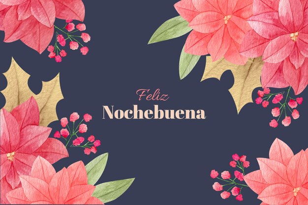 Free vector watercolor beautiful nochebuena background