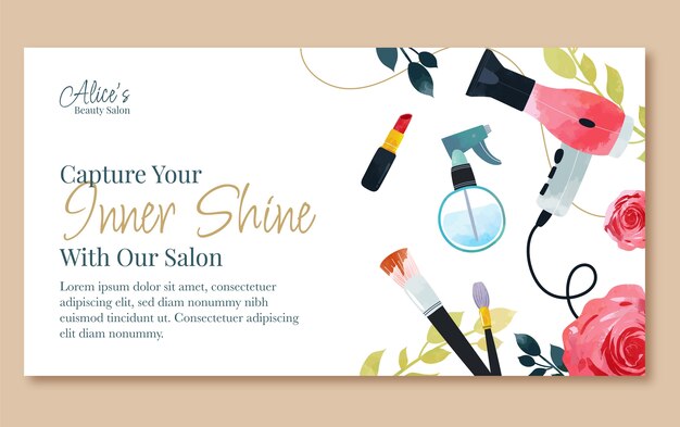 Watercolor beauty salon facebook template