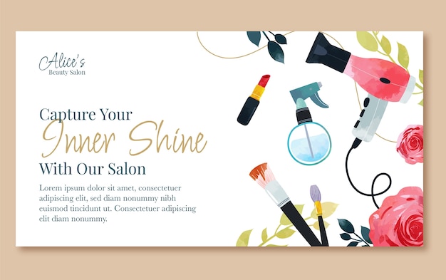 Watercolor beauty salon facebook template