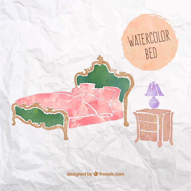 Free vector watercolor bed