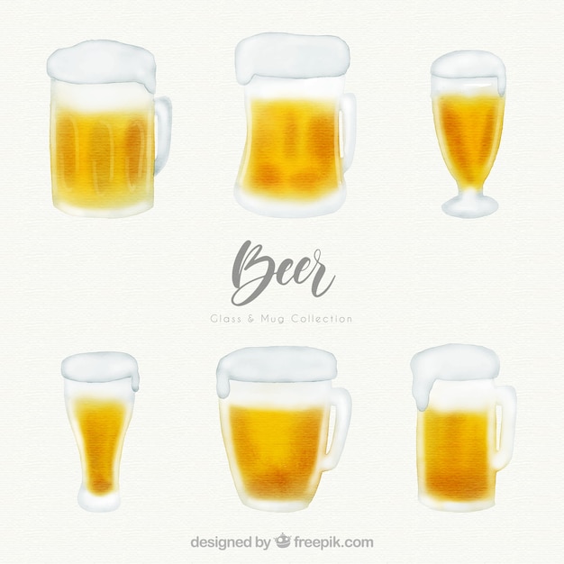 Watercolor beer glass & mug collection