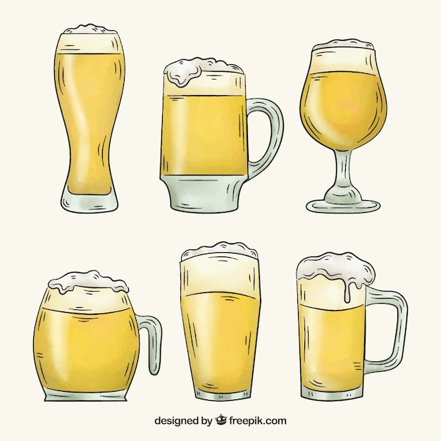 Free Vector watercolor beer glass & mug collection