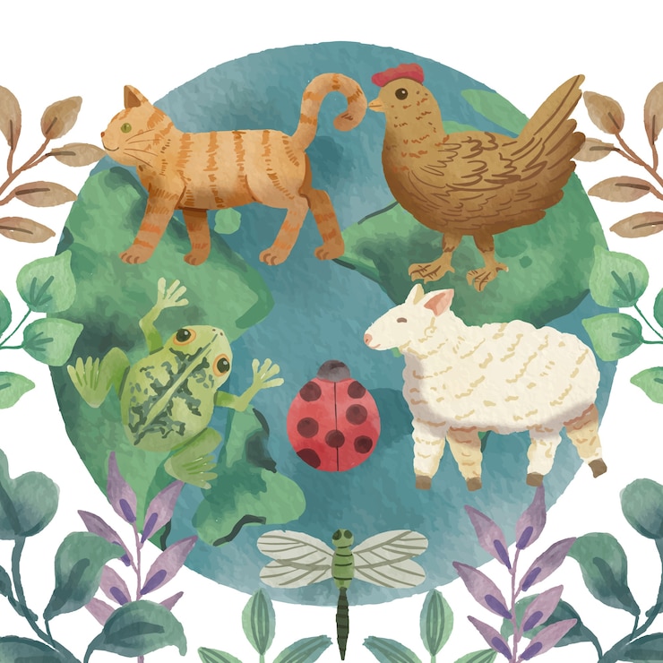 無料Vector 水彩の生物多様性イラスト