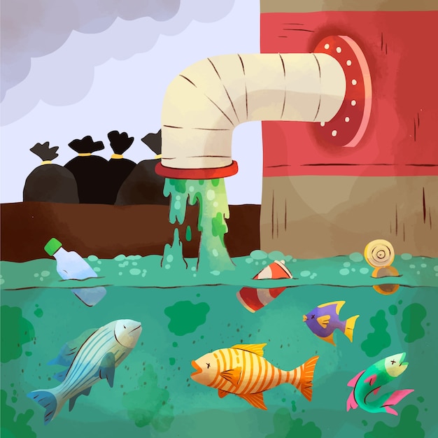 水彩の生物多様性イラスト
