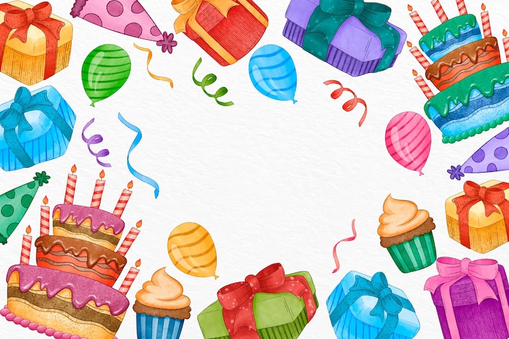 Free Vector watercolor birthday background with empty space