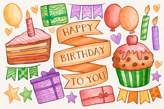 Watercolor birthday background