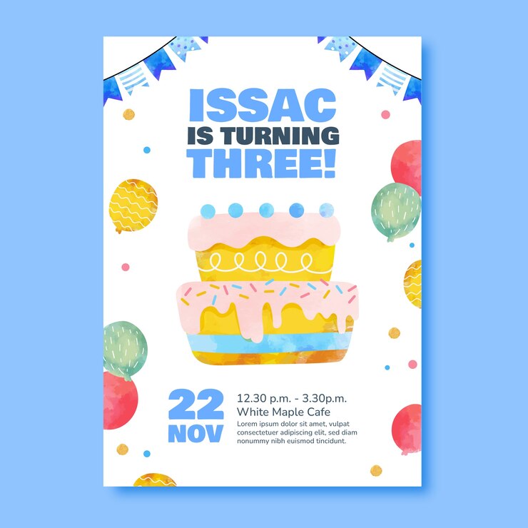 무료 Vector 수채화 생일 축하 초대장