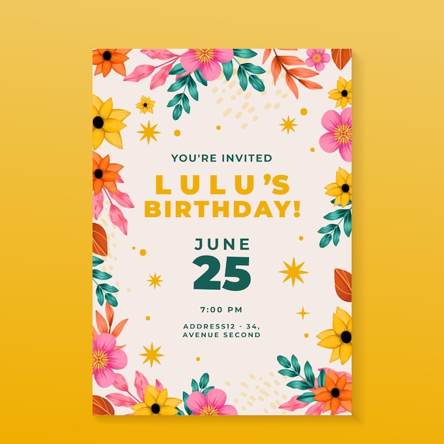 Watercolor birthday digital invitation