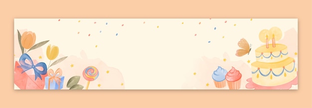 Watercolor birthday party twitch banner