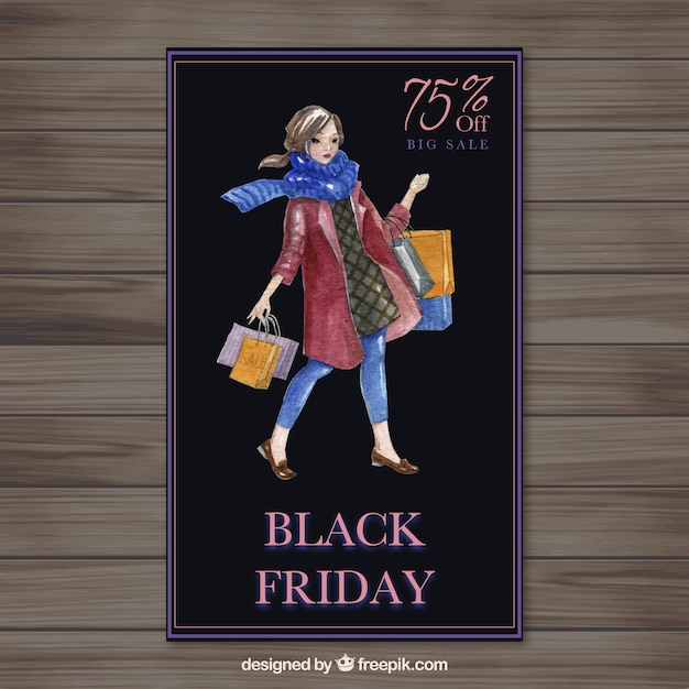 Watercolor black friday banner