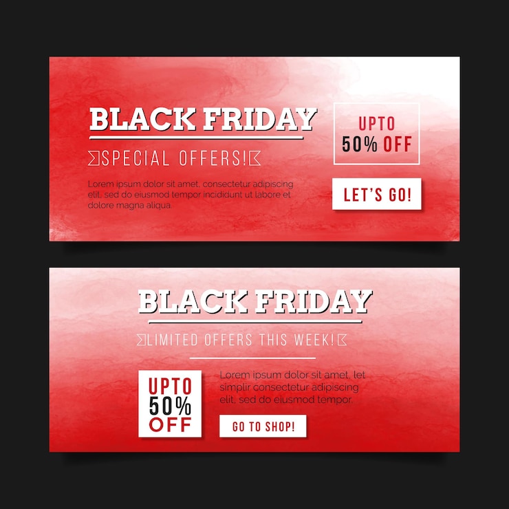 Free Vector watercolor black friday banners template