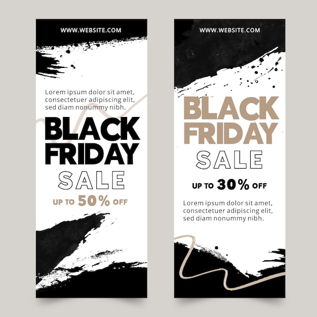 Free vector watercolor black friday banners template