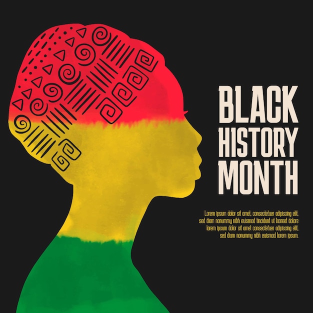 Бесплатное векторное изображение Акварельная черная иллюстрация месяца истории
