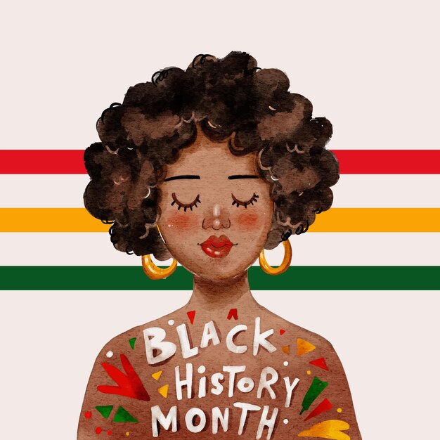 Watercolor black history month illustration