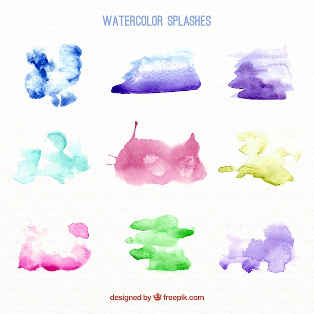 Watercolor blots pack of different colors