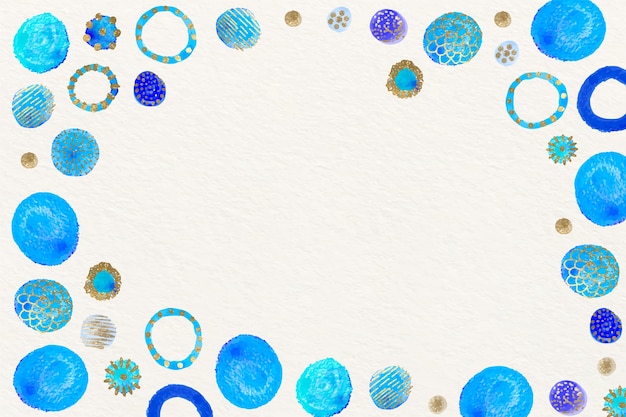 Watercolor blue dots frame background