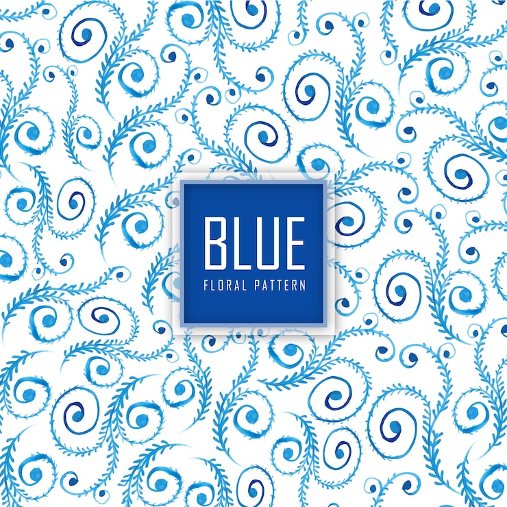 Free Vector watercolor blue floral pattern background