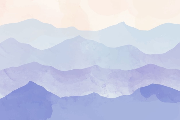 Watercolor blue mountains background