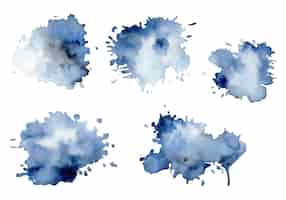 Free vector watercolor blue splatter collection