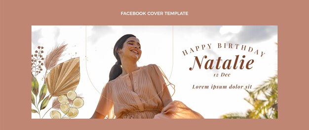 Watercolor boho birthday facebook cover