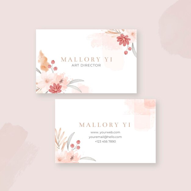 Watercolor boho business card