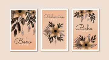 Free vector watercolor boho cover set