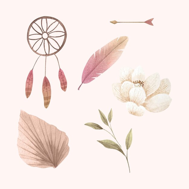수채화 boho 요소 컬렉션