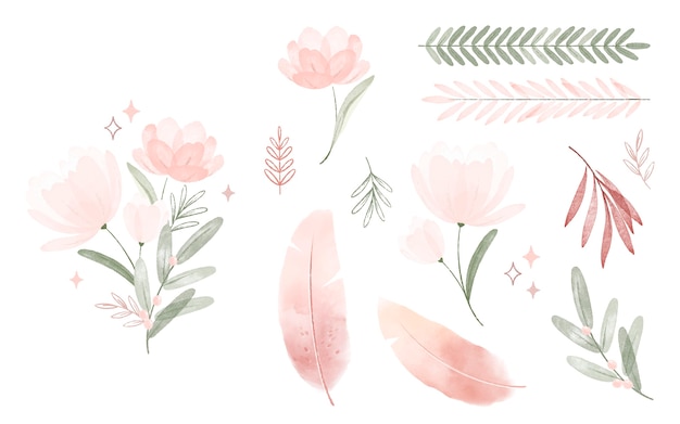 Free vector watercolor boho element collection