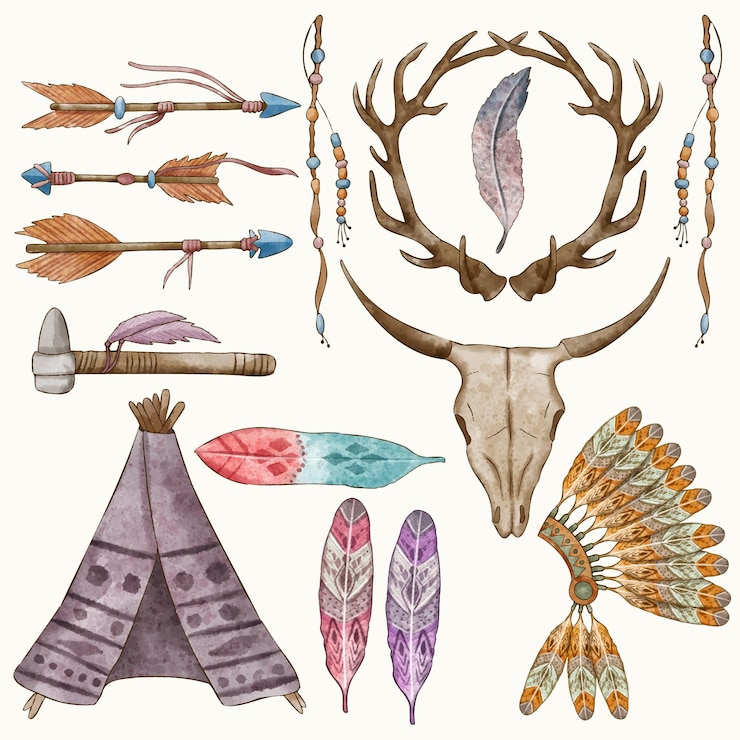 Free Vector watercolor boho elements collection
