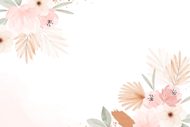 Watercolor boho floral background