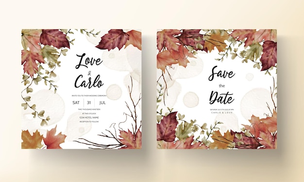 Free vector watercolor boho floral wedding invitation card