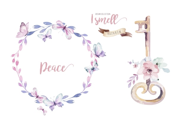 水彩​自由​奔放​に​生きる​花​の​花輪​ボヘミアンナチュラルフレーム​日付​を​保存​結婚式​の​デザイン​バレンタインデー