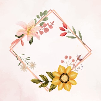 Watercolor boho frame design