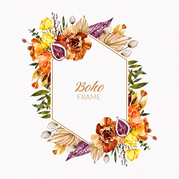 Watercolor boho frame design