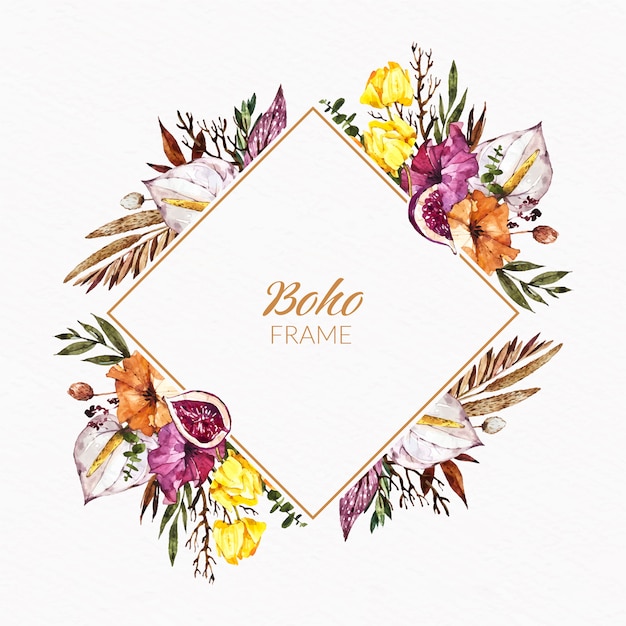 Watercolor boho frame design