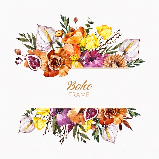 Free vector watercolor boho frame design