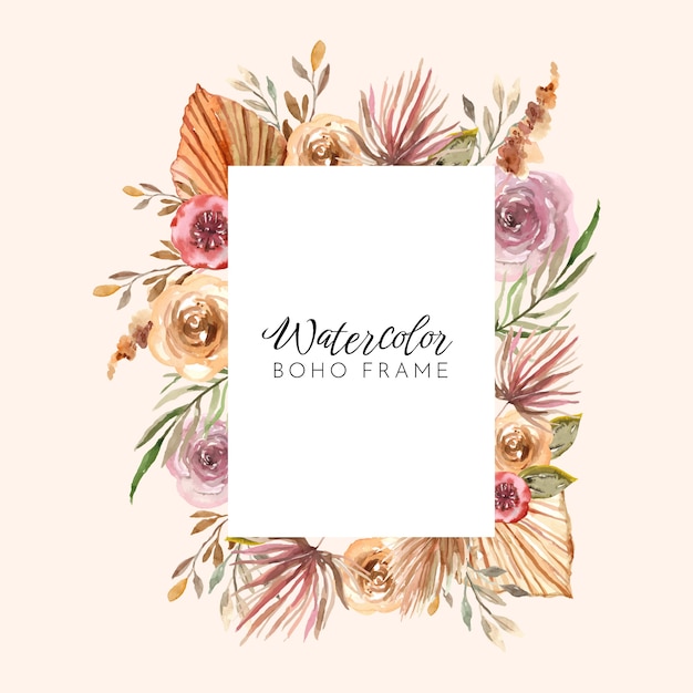 Watercolor boho frame design