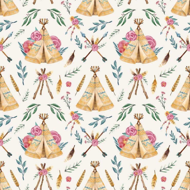 Free Vector watercolor boho pattern design illustration