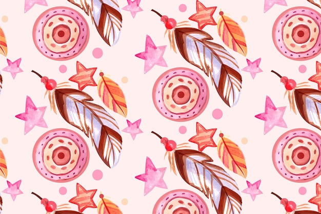 Free vector watercolor boho pattern design