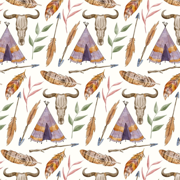 Free vector watercolor boho pattern design