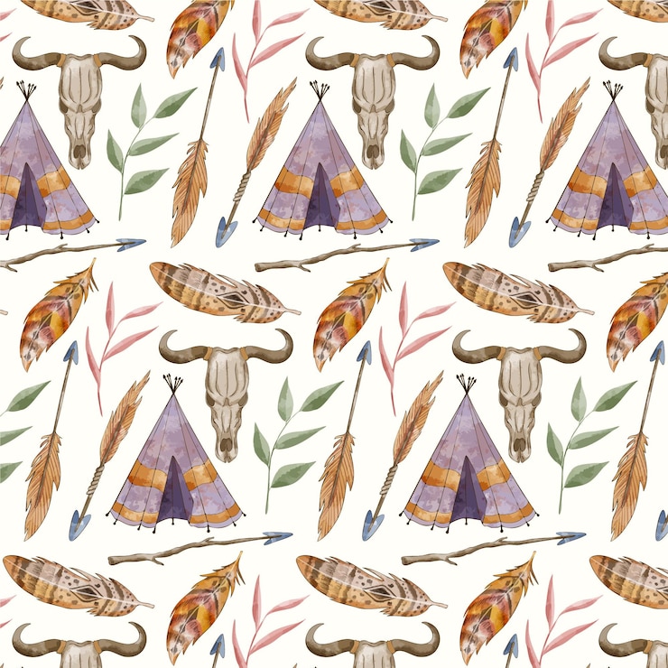 Free Vector watercolor boho pattern design