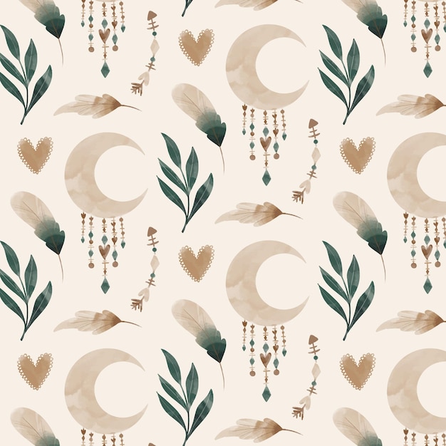 Free vector watercolor boho pattern design