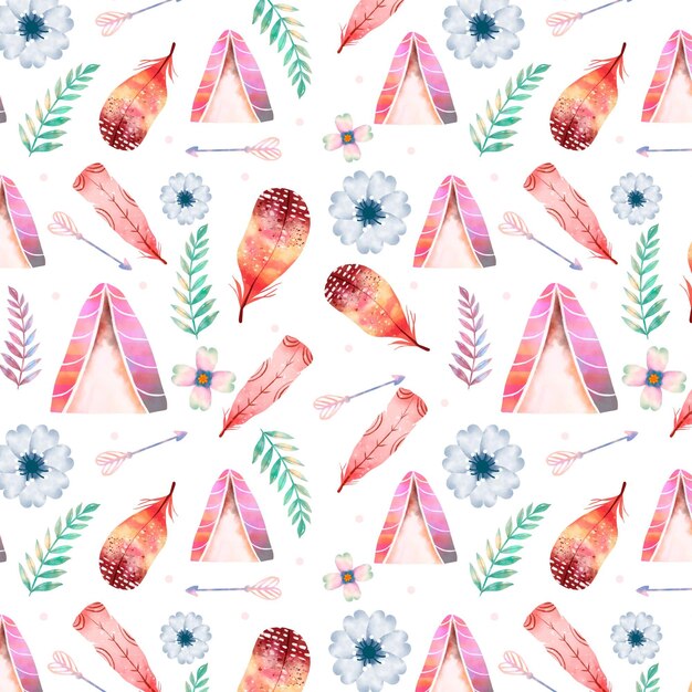 Watercolor boho pattern design