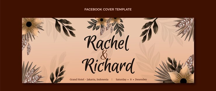Free Vector watercolor boho wedding facebook cover