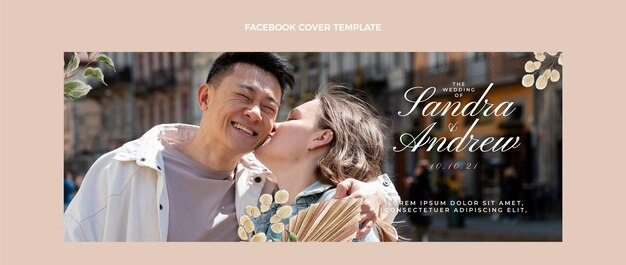 無料ベクター 水彩自由奔放に生きる結婚式のfacebookの表紙