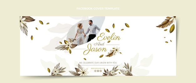 Free vector watercolor boho wedding facebook cover