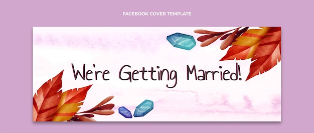 Copertina facebook di matrimonio boho ad acquerello