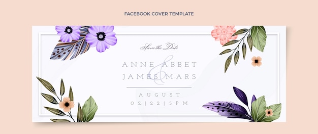 Free vector watercolor boho wedding facebook cover